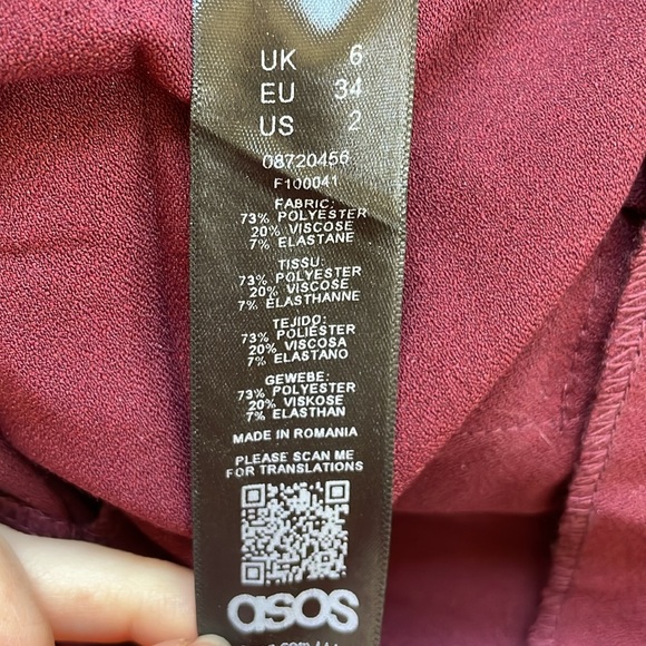 ASOS Paper Bag Waist Pants - Maroon - Size 2 - Picture 5 of 5